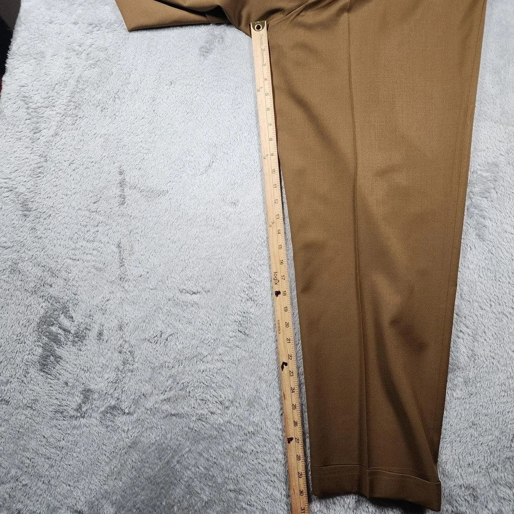 Canali Proposta Pants Mens 36x29 (Fits 34x30) Brown Wool Pleated Cuffed Italy